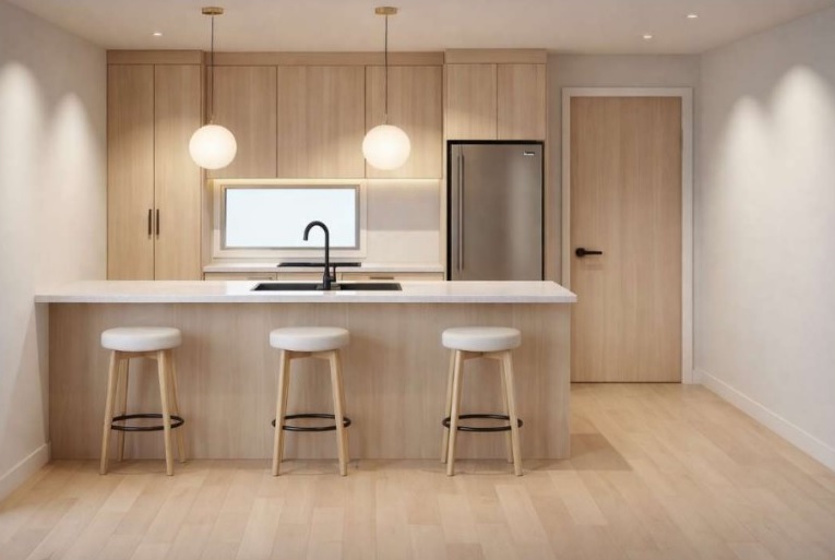 Kitchen — timber cabinetry and island bench